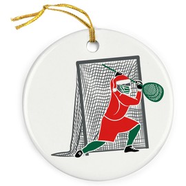 Lacrosse Ceramic Ornament | Santa Goalie Christmas Ornament