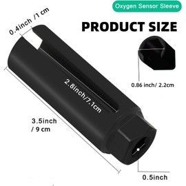 O2 Sensor Socket with Side Wire Cutout 3/8” Drive x 7/8” (22mm),Oxygen Sensor Remover Tool Chrome-Vanadium Steel,Fits All Vehicle O2 Removal and Installation Offset Oxygen Sensor Socket