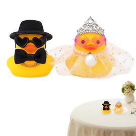 WUSJCOF 2 Pieces Wedding Bride Groom Mini Couple Duck Rubber Duck Gift Souvenir Marriage Blessing Elegant Heart Warming Gift