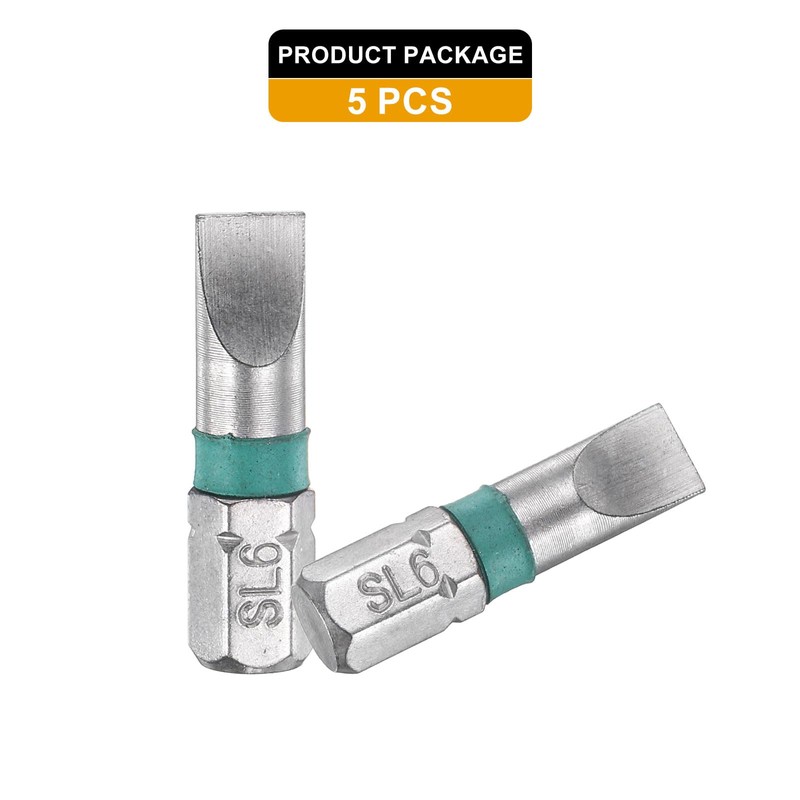 sourcing map 5pcs Slotted Screwdriver Bit SL6 1/4" Hex Shank