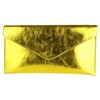 Girly Handbags Italian Suede Leather Envelope Clutch Metallic Bright Gold