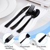200 Count Black Plastic Forks, Heavy Duty Disposable Cutlery