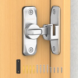 Anobeyi Sliding Barn Door Lock, 90 Degree Door Latch, Small Sliding Closet Door Lock Latch Hardware, Slider Flip Door Lock for Closet, Garden, Barn Door, Cabinet, Bathroom, Shed (Silver-1 Pack)