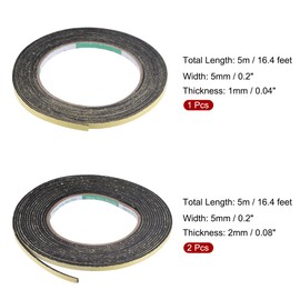 sourcing map 3-in-1 Set Seal Foam Tapes Seal for Insulation 5 mm Wide 1 mm 2 mm Thick 5 m / 16.4 ft Long