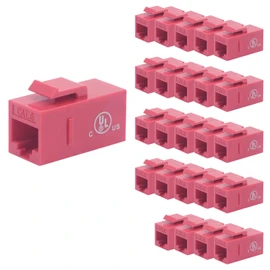 VCE UL-Listed CAT6 Keystone Coupler 25-Pack, Ethernet Coupler Female to Female, RJ45 Coupler for CAT6/CAT5e/CAT5, Keystone Jack, Red