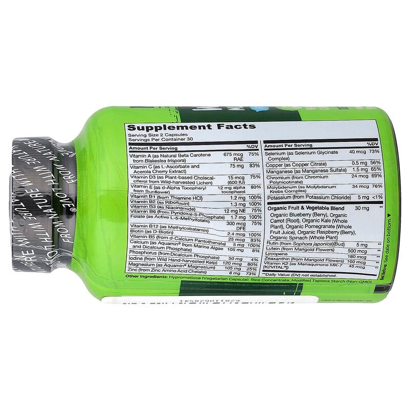 NATURELO Men's Multivitamin Natural All-in-One Multivitamin Veggie Capsule Fatigue Relief