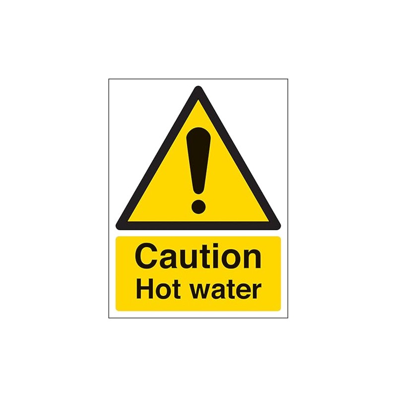 V Safety Caution Hot Water - Portrait 100 x 150