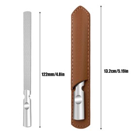 Professional Stainless Steel Double Sided Nail Files for Women and Men, Nail File, Reusable Manicure Files for Natural Nails, Comes with Leather Storage Bag