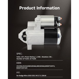 OCPTY Starter Fit For Jeep For Liberty 3.7L 2010 2011 2012