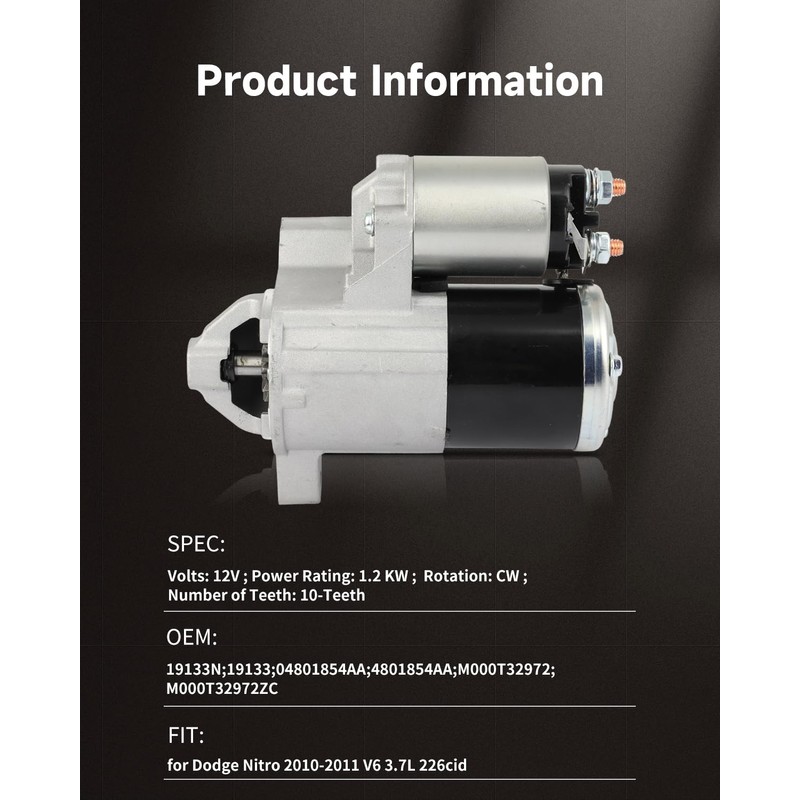 OCPTY Starter Fit For Jeep For Liberty 3.7L 2010 2011