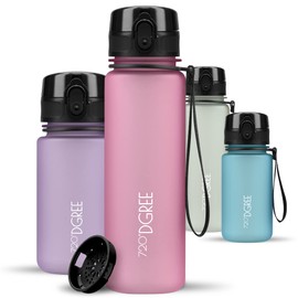 720°DGREE softTouch ‘uberBottle’, Children's Water Bottle 500 ml + Sieve, Leak-Proof, BPA-Free Bottle for School, Sports, Fitness, Tritan Water Bottle, Slim, Lightweight, Shockproof, Reusable