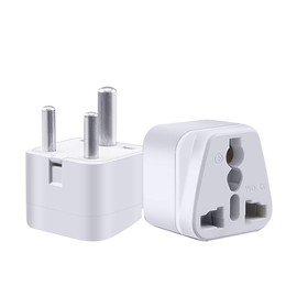 Strhowill (2pack) South Africa to AUS/USA/UK 3 Holes Socket Convert Plug, South Africa Plug Travel Convert Adapter,3 pin Round Feet,Europe, The United Kingdom, Australia, Hong Kong (White)