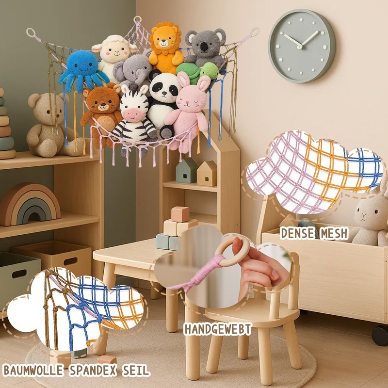 Cuddly Toy Storage, Storage Net for Children's Room, Toy Organiser