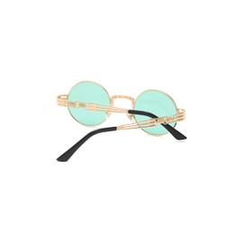 AmazingRose Vintage Round Sunglasses, Steampunk Design, Retro Round Metal Frame Sunglasses for Men and Women, UV400 Protection, Gold Green