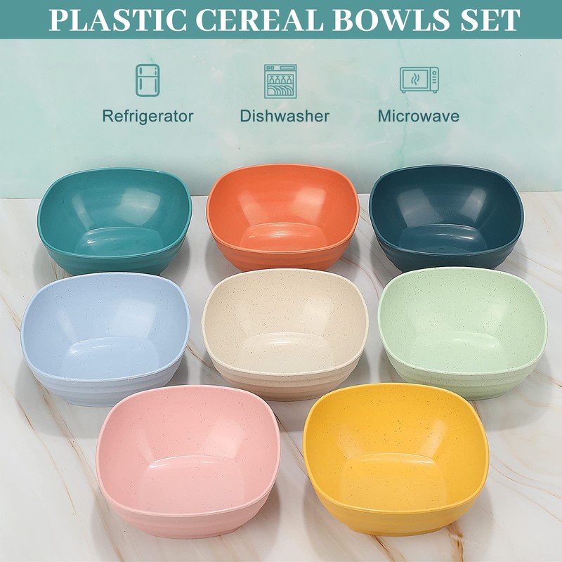Gejoy 64 Pcs Unbreakable Cereal Reusable Wheat Straw Lightweight Bowls