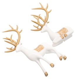 NOLITOY 1 Pair Christmas Resin Reindeer Figurines Elegant of Holiday Deer Statues for Home and Lightweight Portable Elk Ornaments for Desktop and Window Display