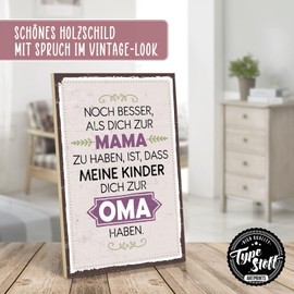TypeStoff HS-00403 Wooden Sign with Saying - Grandma - Vintage Sign as a Gift and Decoration on the Theme of Mother, Grandmother and Family