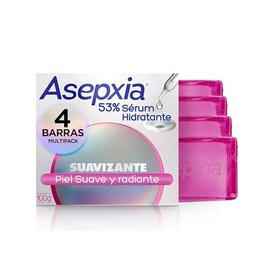 Asepxia, Jabón en barra Suavizante jabón facial y corporal, 53% Serum Hidratante, 4 x 100g