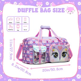 Travel Bag for Children Girls Boys Swimming Bag Kids Duffle Bag Sports Bag with Shoe Compartment Duffel Sport Carry On Weekender Kids Duffle Bag, Fox