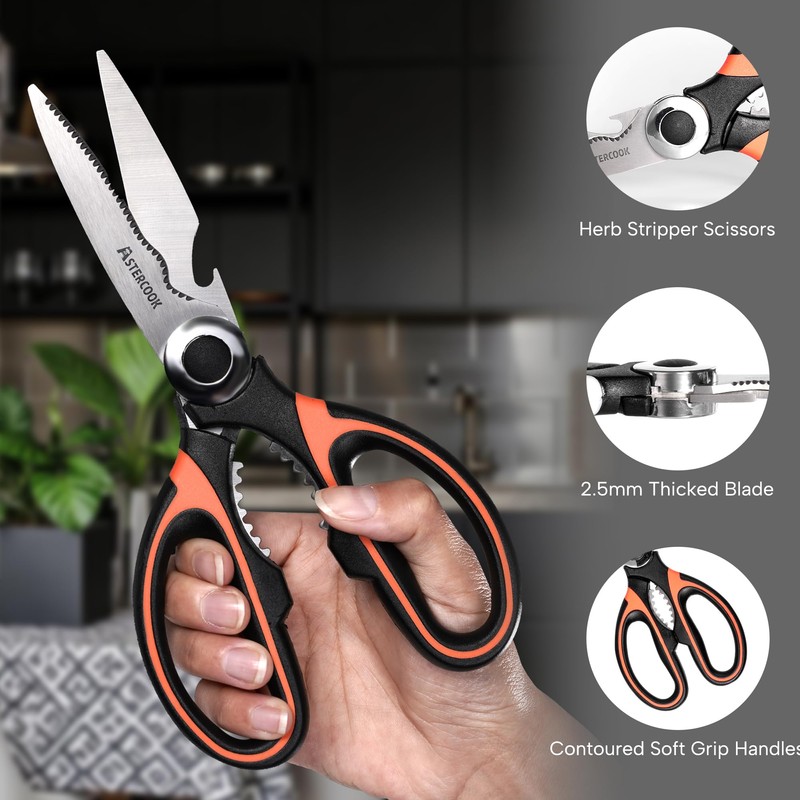 Astercook 2 PCS Kitchen Shears for Food, Heavy Duty Kitchen