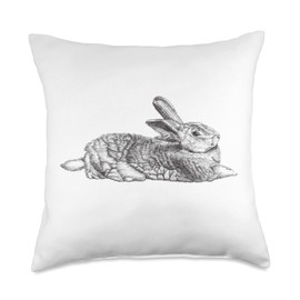 Chesca's Cute Bunny Gifts Flemish Giant Bunny Rabbit Drawing Throw Pillow, 18x18, Multicolor