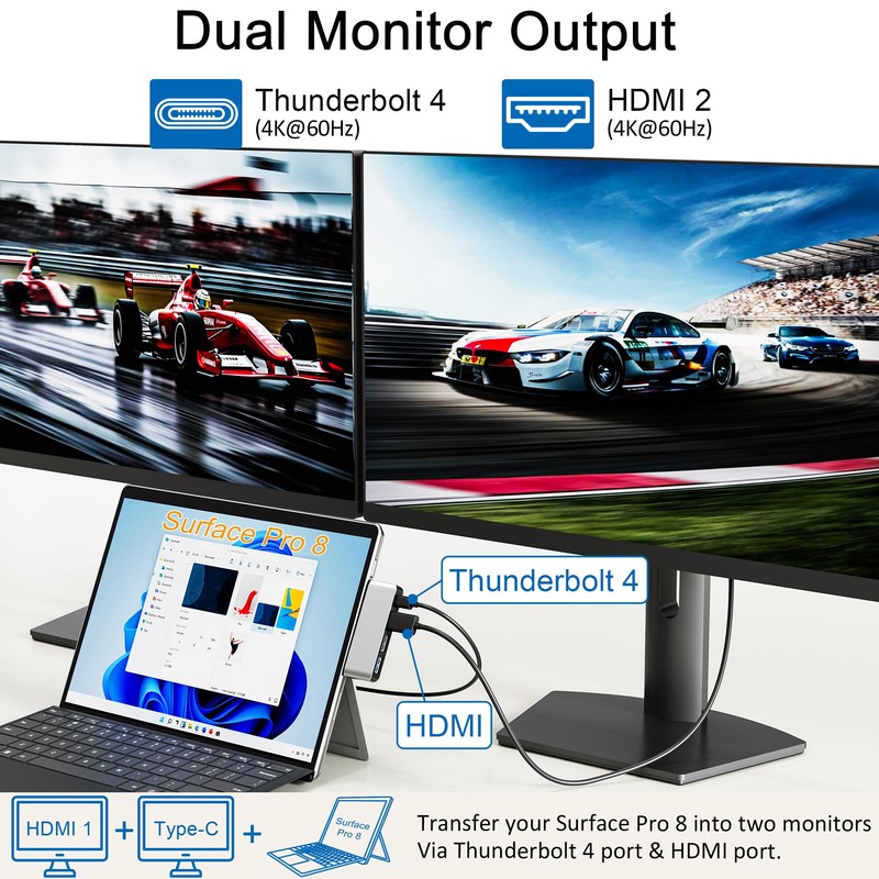 Surface Pro 8 Docking Station USB C Hub with Thunderbolt