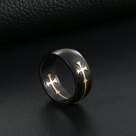 OIDEA Men's Ring Ankh Cross Stainless Steel: Black Rings for Men Women Vintage Classic Retro Charm Egyptian Cross Ring Men's Ring Stainless Steel Ring Band Ring Gift for Men Women, Stainless Steel