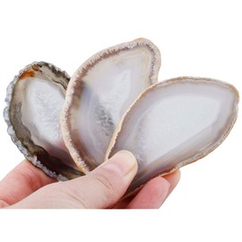 KYEYGWO 10 Pcs Polished Agate Geode Slices Stone for Home Decoration, Irregular Healing Crystals for Jewelry Making, Place Cards for Weddings