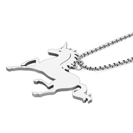 RAIDIN Stainless Steel 18K Gold Silver Plated Cute Unicorn Necklace for Women Girls Children Animal Horse Pendant Jewellery for Gifts Charms, Stainless Steel, No Gemstone