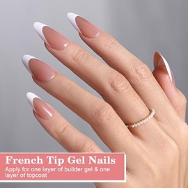 Puntas de uñas de gel francesas, 240 piezas de uñas francesas a presión de color marrón almendra medio, sin necesidad de limar las puntas, extensión d
