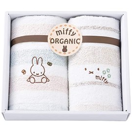 Nishikawa 228724902 Miffy Towel Gift Set, 8.7 x 9.8 x 2.4 inches (22 x 25 x 6 cm), Washable, 100% Cotton, Organic Miffy, Made in Japan