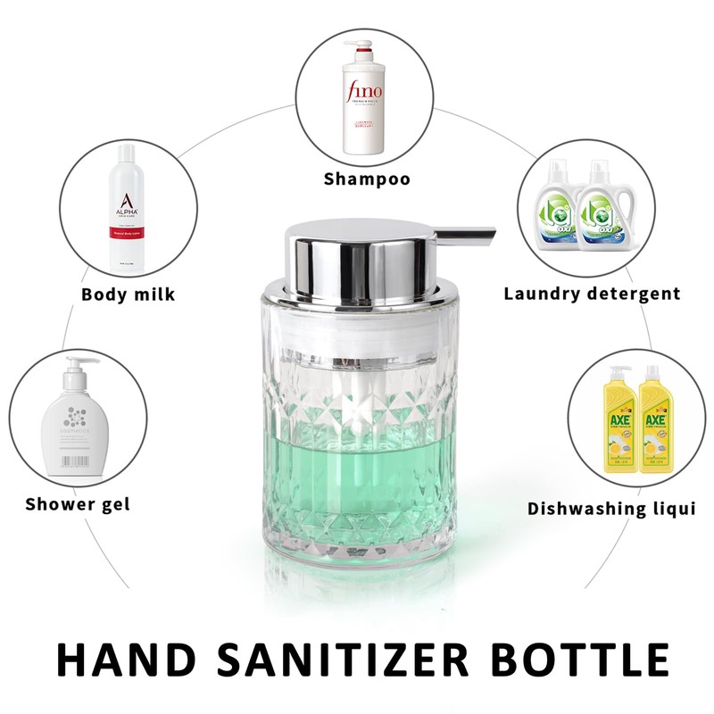 Bathroom Glass Soap Dispenser with Durable Rust-Proof Plastic Liquid Pump