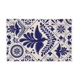 Azulejos de estilo mexicano Talavera con pájaros, manteles individuales para mesa de comedor, lino, resistentes al calor, tapetes de cocina, antideslizantes, lavables, fáciles de limpiar, duraderos, 4