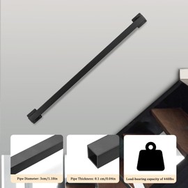 Modern Stair Handrail,Sturdy Safety Handrail for Stairs/Wall-Mounted Black Metal Wall Mount, Indoor Safety Rail-24inch