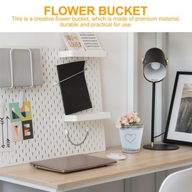 Galvanized Planter, Small Metal Bucket for Flower Arrangement, Rustic Plant Pot for Indoor Outdoor Decoration (15x15x16cm)