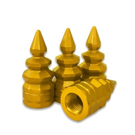 HQRNYP 4PCS Car Tire Valve Caps, Valve Stem Covers, Stainless Steel Vehicle Wheel Air Caps, Universal Dustproof Waterproof Tire Decoration Accessories Fit for SUV Truck Motorcycle (Gold)