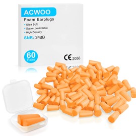 ACWOO Ear Plugs, 60 Pairs of Ear Protection, Foam Plugs, Noise Cancelling Ear Plugs for Sleeping, Reusable Ear Plugs for Sleeping, Loud Sounds, Snoring (Orange)