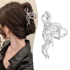 CHANGJIQ バンスクリップ ヘアクリップ 髪留め ヘアアクセサリー へあくりっぷ オフィス シンプル 韓国風 髪飾り 人気 大きめしっかり おしゃれ 風呂バンス レディース用 不規則な真珠のデザイン (シルバー)