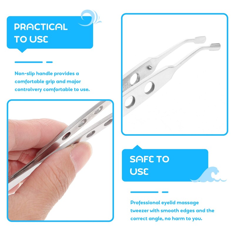 Meibomian Gland Expressor Forceps, Stainless Steel Eyelid Massage Tweezers Round