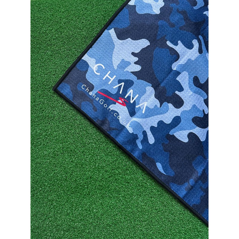 CHANA Golf - Blue Camo Golf Towel with Built-in Brush