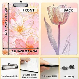 6 Pack Sublimation Clipboard Blanks, 12.4" x 8.8" MDF Clipboard Standard A4 Letter Size with Low Profile Clip Sublimation Office Supplies Clipboard for DIY and Custom Design Work (Double-sided design）