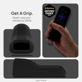 GripStand™ Roku Voice Remote Cover: Stand Up Design, Enhanced Grip, Silicone Case: Fits TV Streaming Stick Plus 2025 4K/HD/HDR, Compatible with AirTag and TileMate, Ultra Black by 73&Sunny