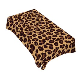 TKS MITLAN Leopard Textures Brown Tablecloth 60x84 Inch Rectangular Animal Skin Fur Spots Circle Lifelike Fashion Design Oblong Table Cloth Kitchen Table Decorations for Home Dinner Party