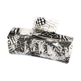 QinGoo Medium Women's Hair Clip, Beautiful Hair Clip, Elegant Hair Accessories, Headpiece, Hair Accessory, Fine, Medium, Thick, Medium Hair, 1 Piece (7.8 x 4 cm, Stripe White Black)