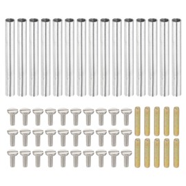 PATIKIL 40mm (1.6") Round Coupling Nuts Kit, M4 Threaded Connector Bar Hardware with Fully Thread Rod Slotted Screw for Lamp Model Furniture DIY Repair Part