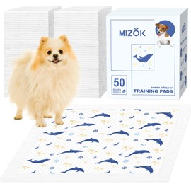 MIZOK Puppy Pads 22x22 Small, Dog Pads Cute with Ocean Whisper Prints, Potty Training Pee Pads for Dogs, Dog Pee Pads Super Absorbent with 6-Layer Leak-Proof and Quick-Dry (50 Counts)