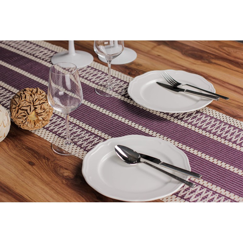 Knitted Tasseled Table Runner, Organic Cotton, Many Colours, Green, Beige,
