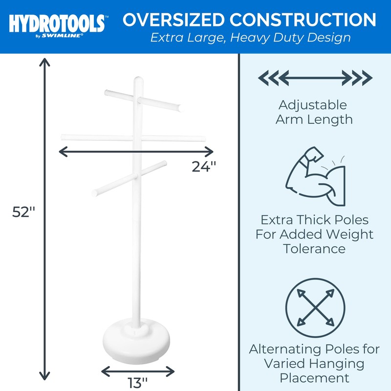 SWIMLINE HYDROTOOLS 89032 Free Standing Poolside Adjustable-Towel Rack With Water
