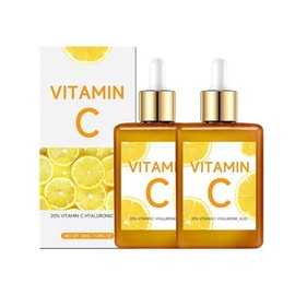 Serum Facial de Vitamina C 30ml con Ácido Hialurónico, Suero Iluminador e Hidratante para Rostro y Cuello, Cuidado Facial Diario para Todo Tipo de Piel (2PC)