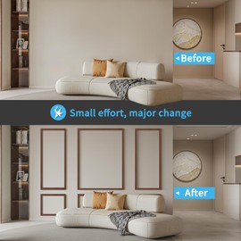 Art3d Pre-Cut Wall Molding Set of 6 pcs, Ready-to-Assemble Wainscoting Panels for Interior Wall Décor Living Room Bedroom Accent Wall - Installed with Glue, 3 Top 3 Bottom, Walnut